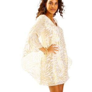 Lilly Pulitzer Miri Silk Caftan Dress Golden Palm Burst